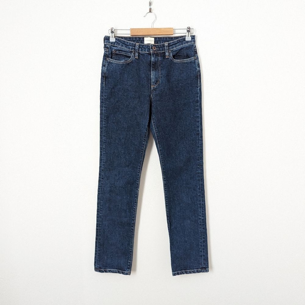 Simon Miller dark wash indigo blue denim slim straight stretch cotton jeans